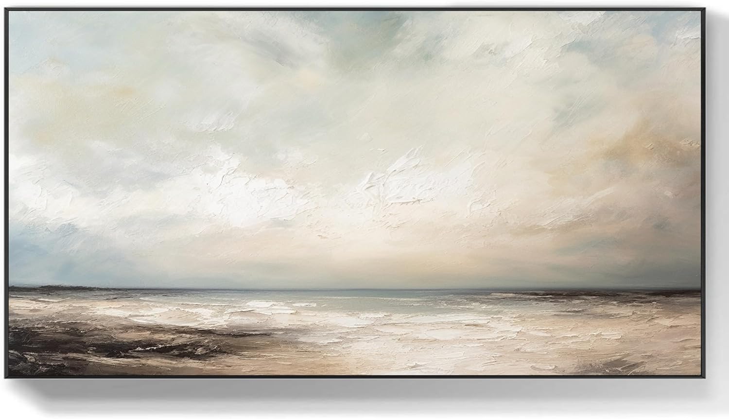 Sky landscape oil painting modern minimalist neutral texture wall decoration oil painting living room decoration home gift,Unstretched,Frameless,(41X81cm)16X32 Inches