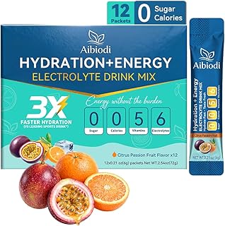 Electrolytes Powder Packets - Sugar Free & Zero Calorie Liquid Daily IV Drink Mix - Instant Hydration & Energy Supplement with 6 Electrolytes and 5 Vitamins, Keto Friendly & Vegan - 12 Sticks