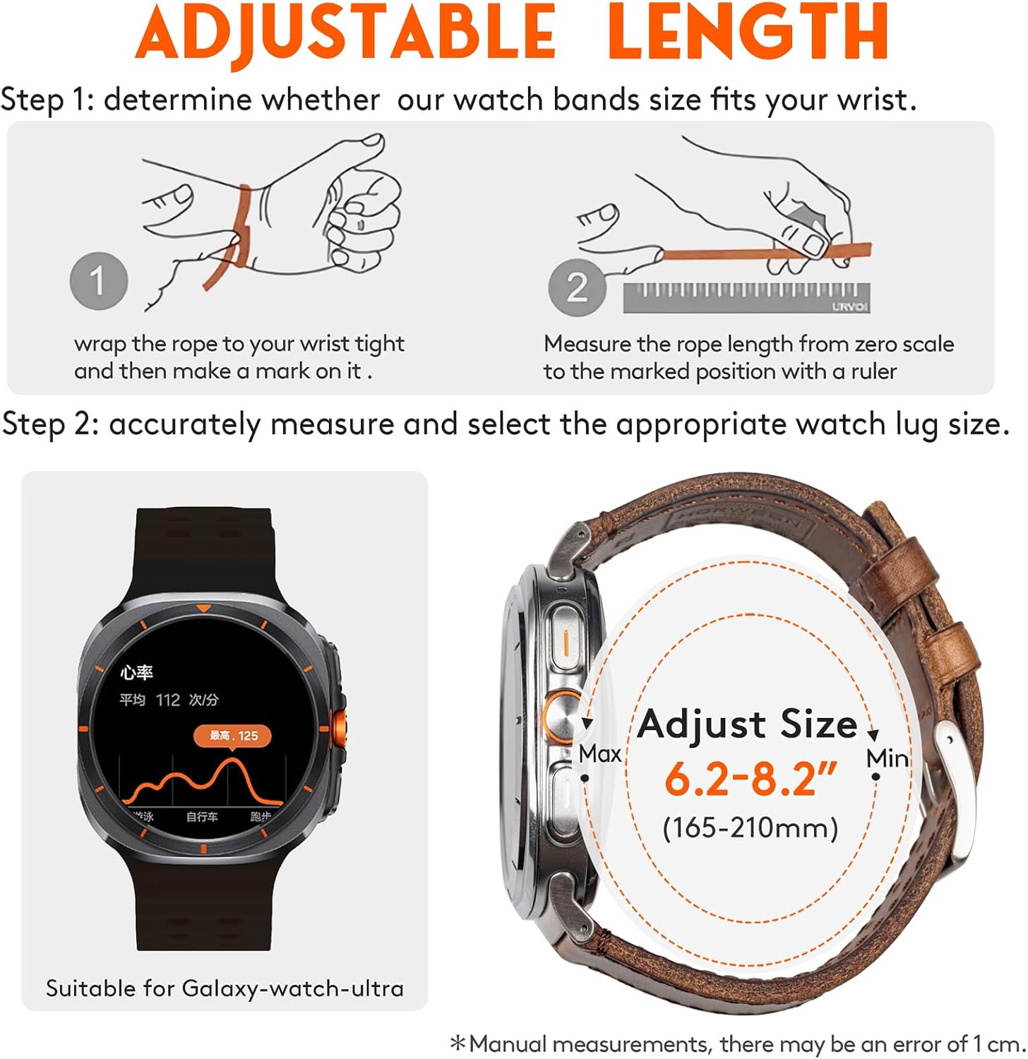 Compatible with Samsung Galaxy Watch Ultra Bands (2025/2024),Vintage Horween Leather Wristband Replacement Strap for Galaxy Watch 7 Ultra Band 47mm/Watch 8 Ultra Men Women