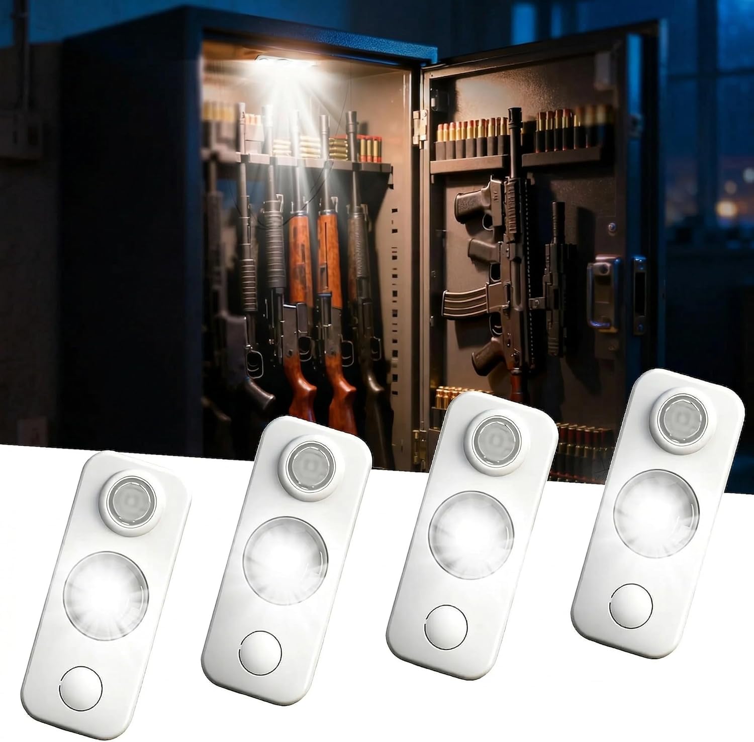 Gun Safe Lights,1000LM Motion Activated LED Light for Gun Safe Gun Cabinet, Stepless Dimmable 2 Mode Ultra Bright LED Lens for Directional Lighting Battery Powered