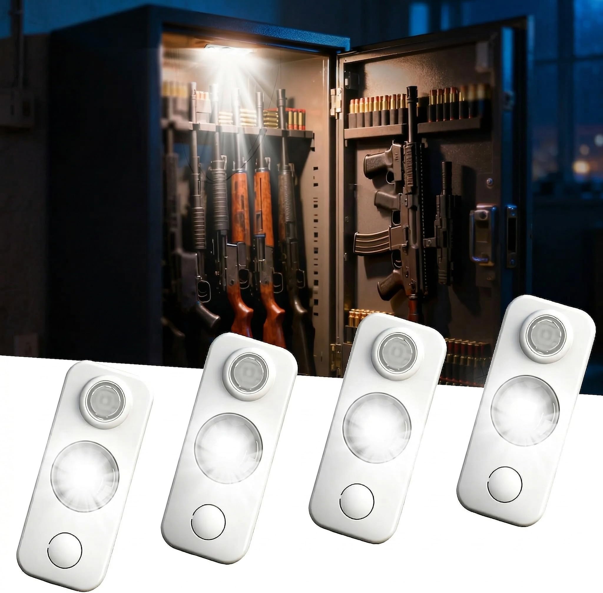 Gun Safe Lights,1000LM Motion Activated LED Light for Gun Safe Gun Cabinet, Stepless Dimmable 2 Mode Ultra Bright LED Lens for Directional Lighting Battery Powered