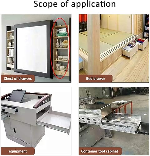 Miniatura 6 de 1 par de corredores de cajón industrial de 2.992in de ancho, resistente, 485 lb, extensión completa con rodamientos de bolas con cerradura, para