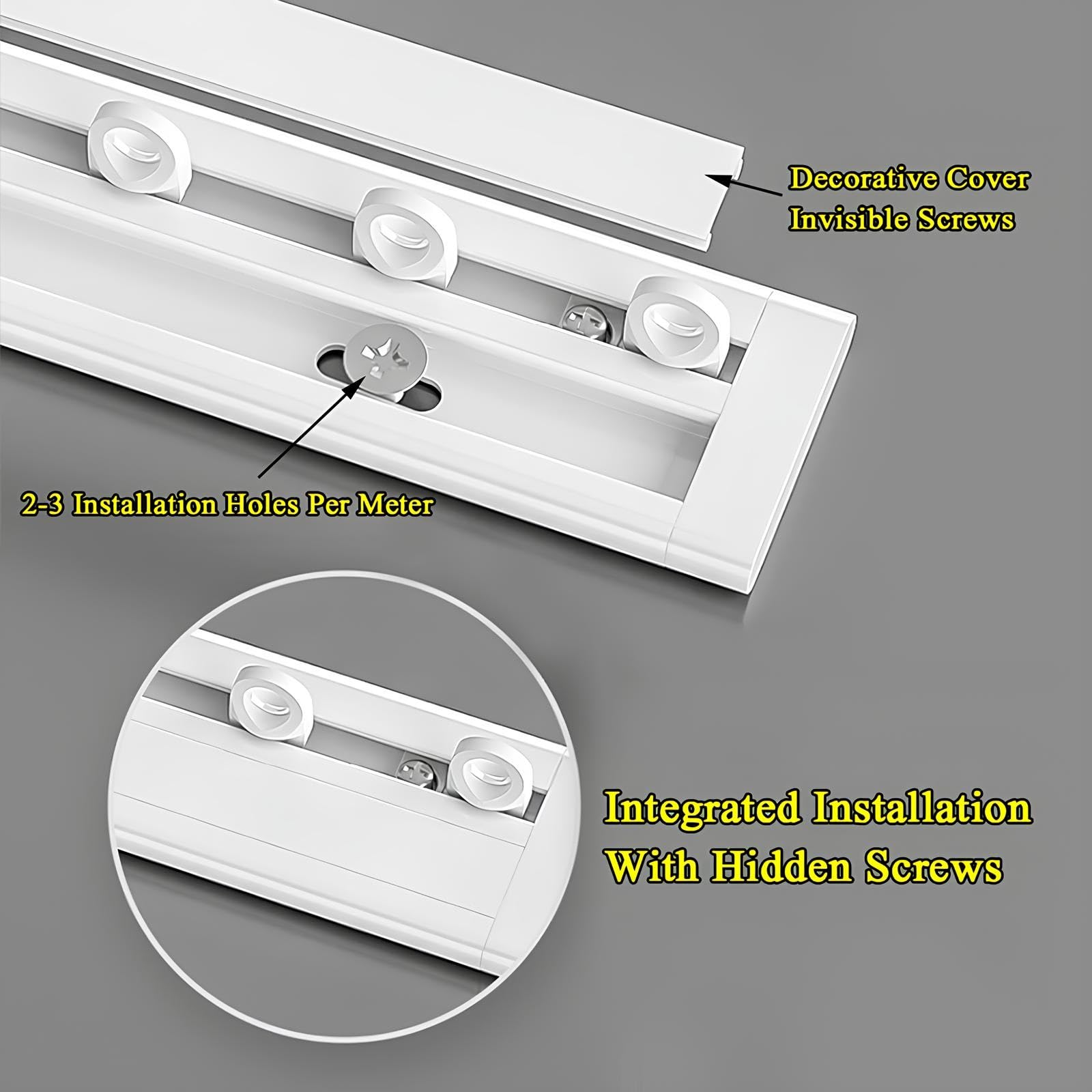 Ultracienki aluminiowy system szynowy 1-warstwowy 70-500 cm cichy wewnętrzny rozdzielacz do pokoju szyna ain (280 cm/9,2 stopy 2 x 140 cm) - łatwy do włożenia Sk