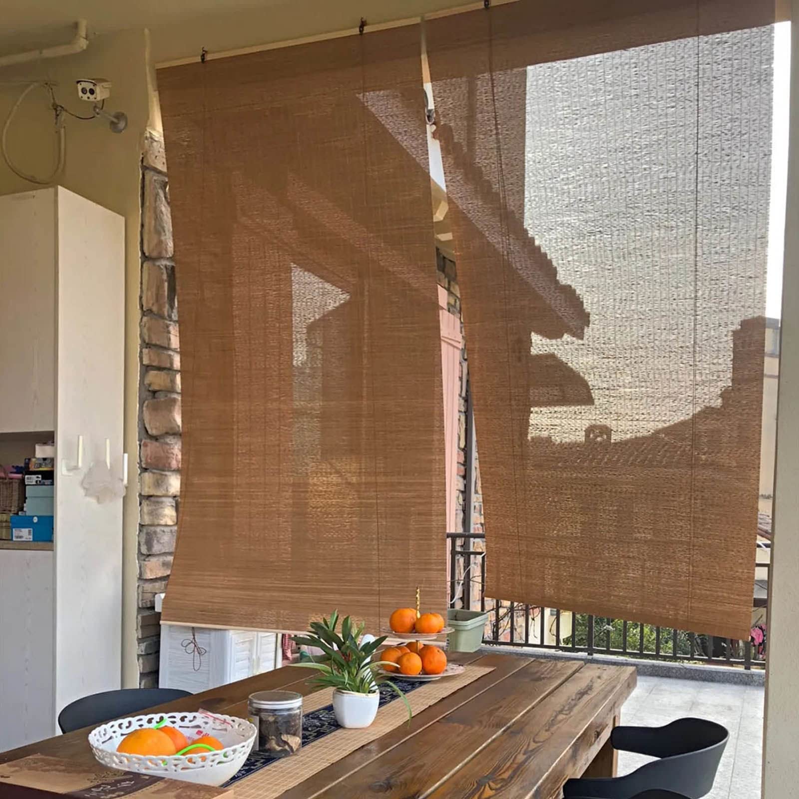 Bamboe Rolgordijn Buiten 45-150cm Breed,Rolgordijnen Voor Ramen, Zonneschermen,Privacy Gordijnen,Vouwgordijnen,Bamboe Gordijn Voor Binnen,Lichtfilterjaloezieën,Aanpasbaar,W×H-80x180cm/31.5x71in