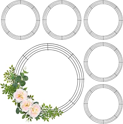 Sponsored Ad - 6 Pack Round 16 Inch Metal Floral Wire Wreath Frame for Easter Decorations, Christmas, Front Door Decor, DI...