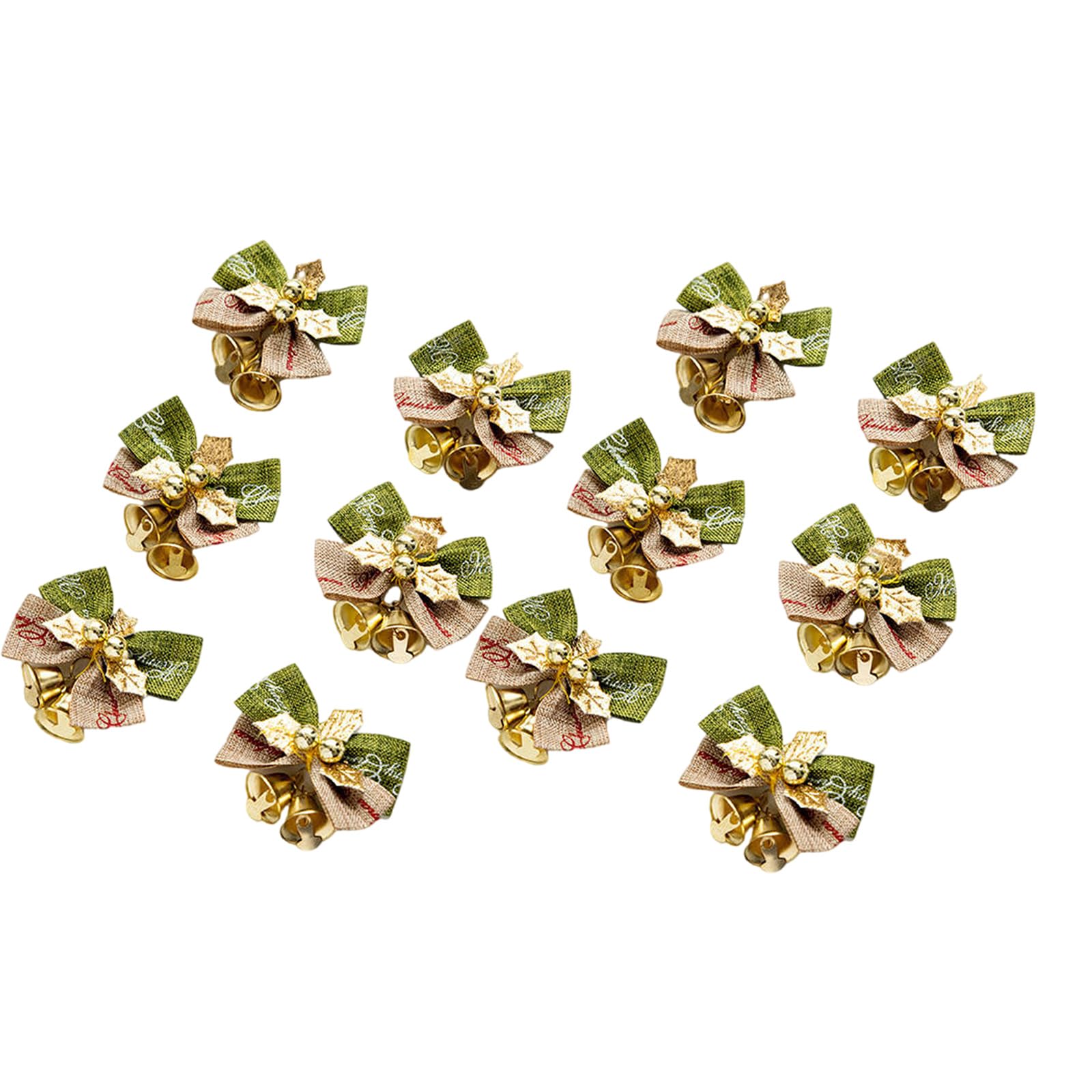 Msioytog 12Pcs Christmas Bows with Bells Burlap Bows Ornaments Wrapping Decoration Wedding Decoration