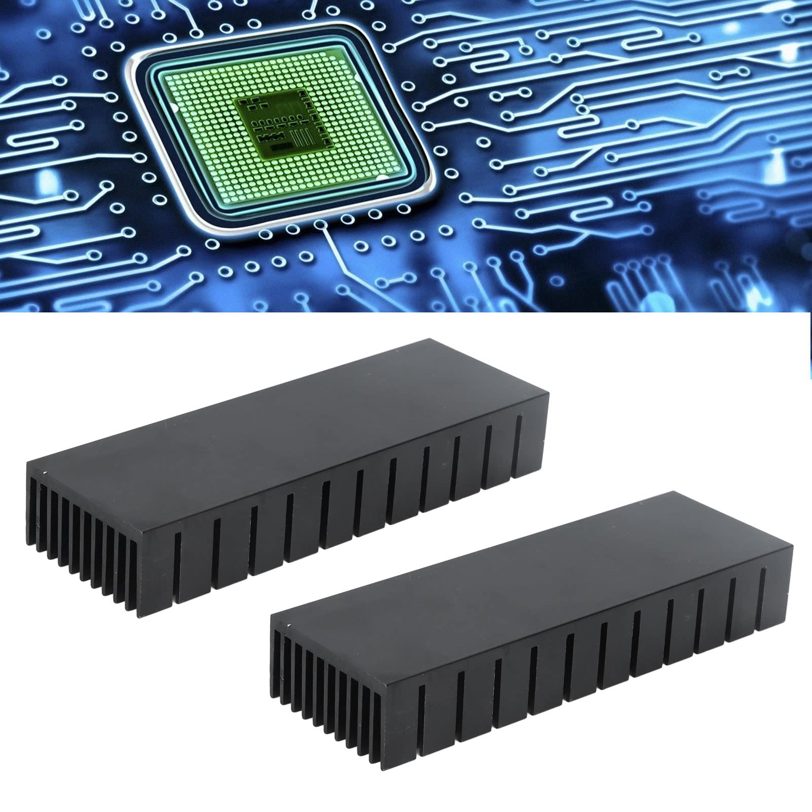 dissipatore di calore di raffreddamento di allumin Confezione da 2 alette di raffreddamento in alluminio 120x40x20 mm for GPU chipset elettronico(With back glue)