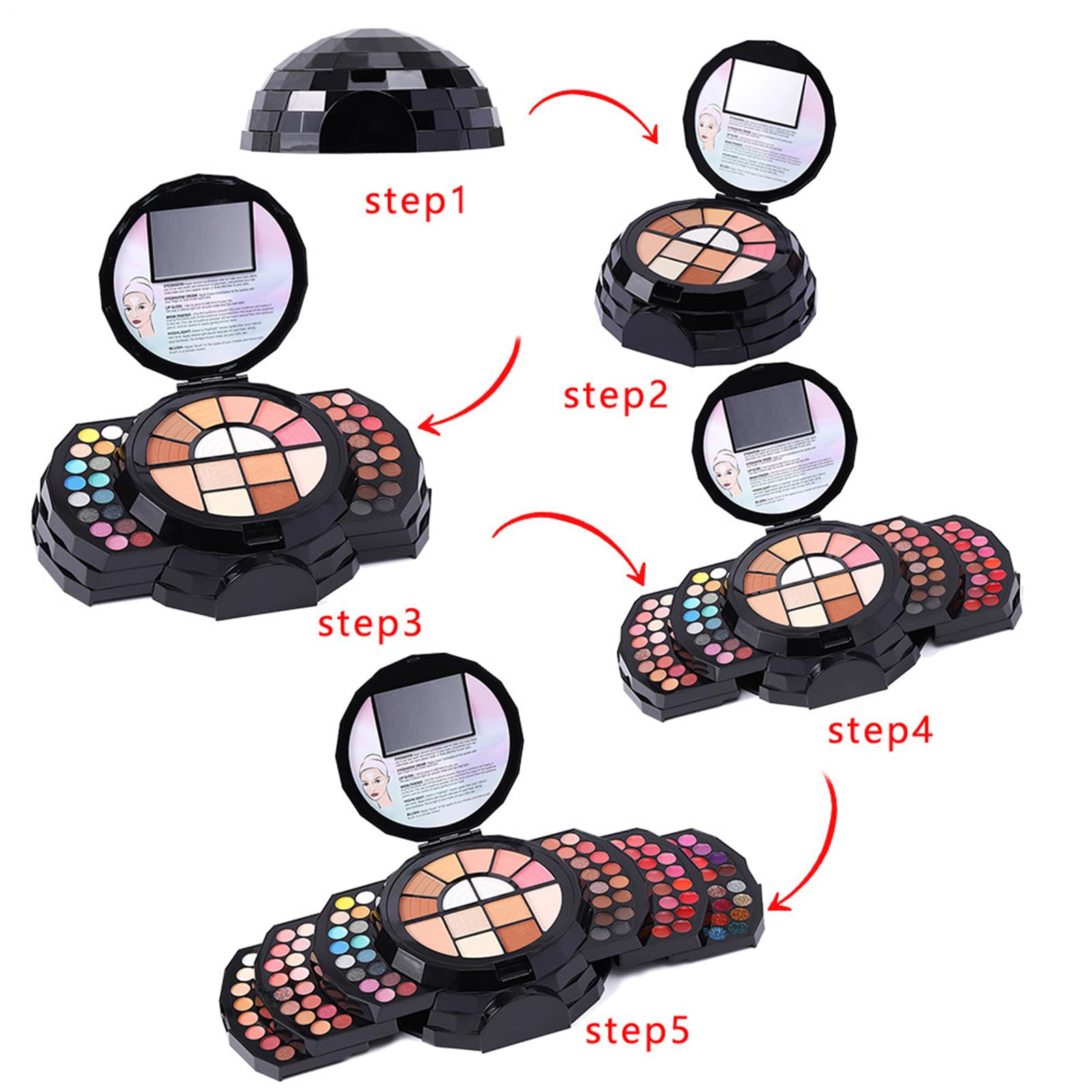 Kit de maquillage pour débutant, kit de maquillage complet | Maquillage débutant 110 couleurs - Ensembles de mélangeables, palette cosmétique avec miroir