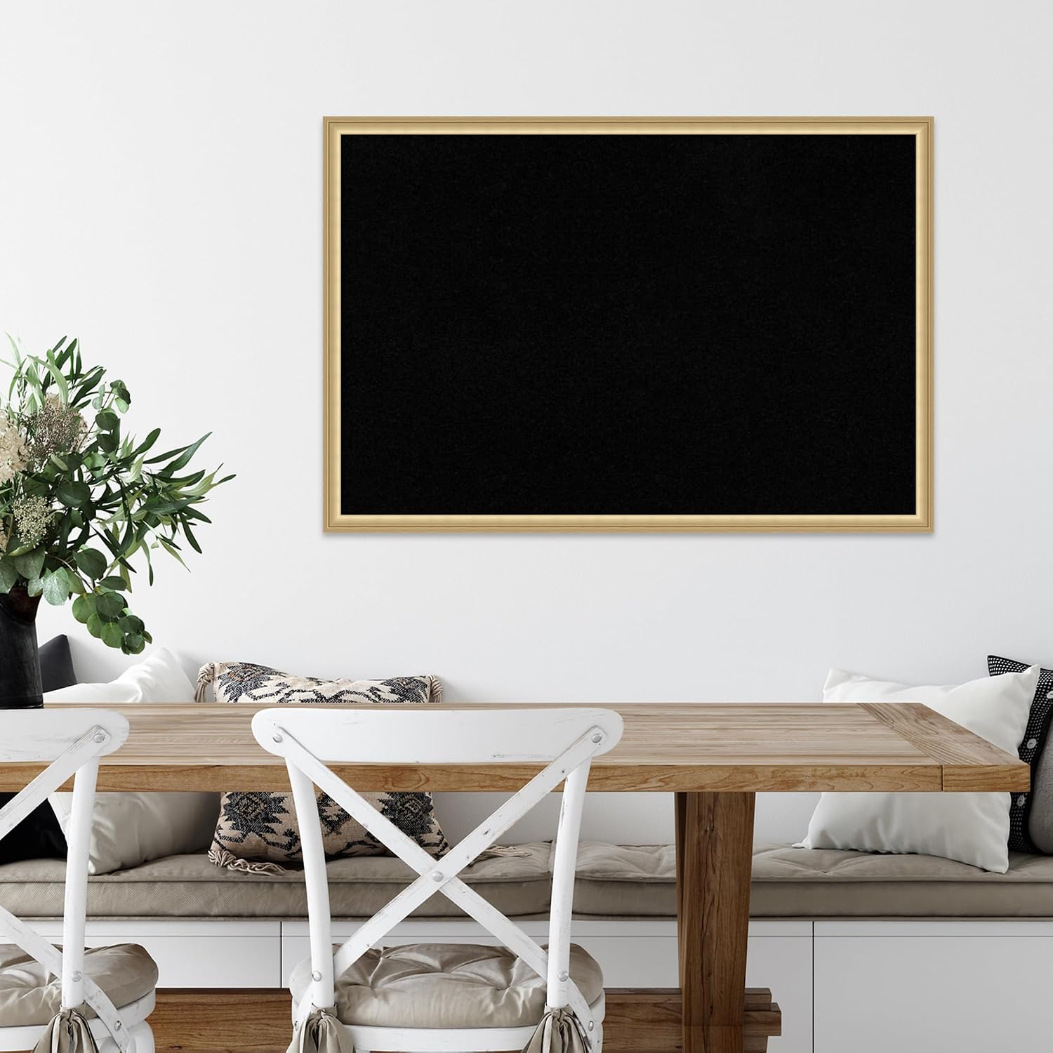 Amanti Art Black Cork Board for Wall, 26x38 Vision Board with Gold Frame, Large Corkboard Office Decor for Home Organization, Casual Corkboard Pinboard to display items for home organization