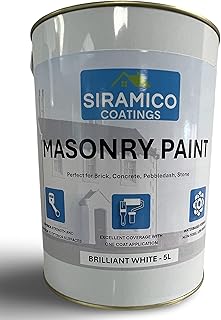 SIRAMICO COATINGS MASONRY PAINT/BRILLIANT WHITE / 5 Litre/Smooth 10 Year protection of Masonry surfaces.