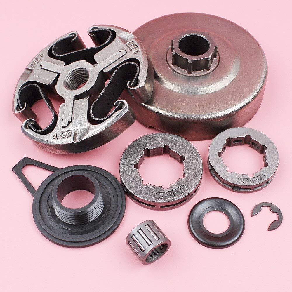 Conjunto de tambor de embrague apto para Husqvarna 365 362 371 372 motosierra pieza de repuesto piñón llanta engranaje gusano arandela clip kit cojinete de aguja motosierra embrague tambor