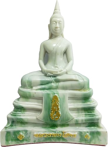 Miniatura 1 de BUDDHO Estatua de Buda Sothorn de mármol blanco de 6 pulgadas de alto. Estatua de Buda tailandés sentada para decoración del hogar, decoración de