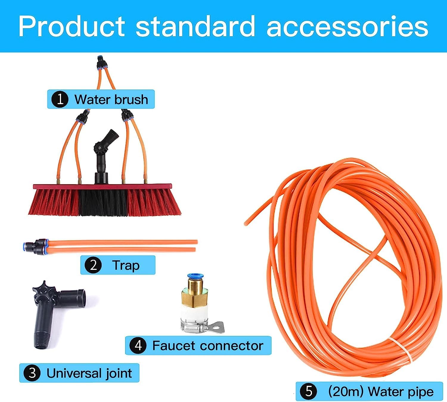 19.6FT Telescopic Window Cleaning Pole - Water Fed Glass Cleaner Tool for Indoor/Outdoor High Windows - Efficient Window Cleaning Equipment