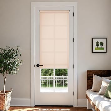 LazBlinds No Tools No Drill Cordless Roller Shades, Light Filtering Roller Blinds for Windows, Thermal Insulated UV Protection Roll Up Window Blinds and Shases, 20 W x 72 H, Beige