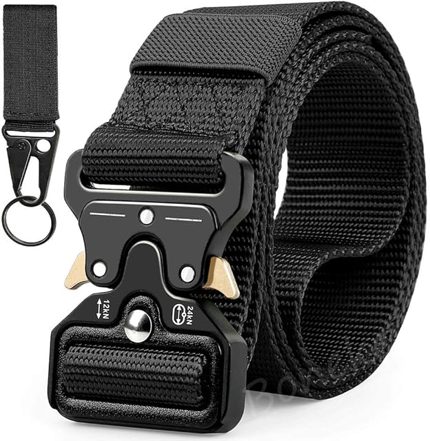 Military Belt, Men Tactical Belt Adjustable Nylon Belt with Quick Release Metal Buckle Ideal for Equipment Belt, Daily Belt, Work Belt, Everyday Carry Belt