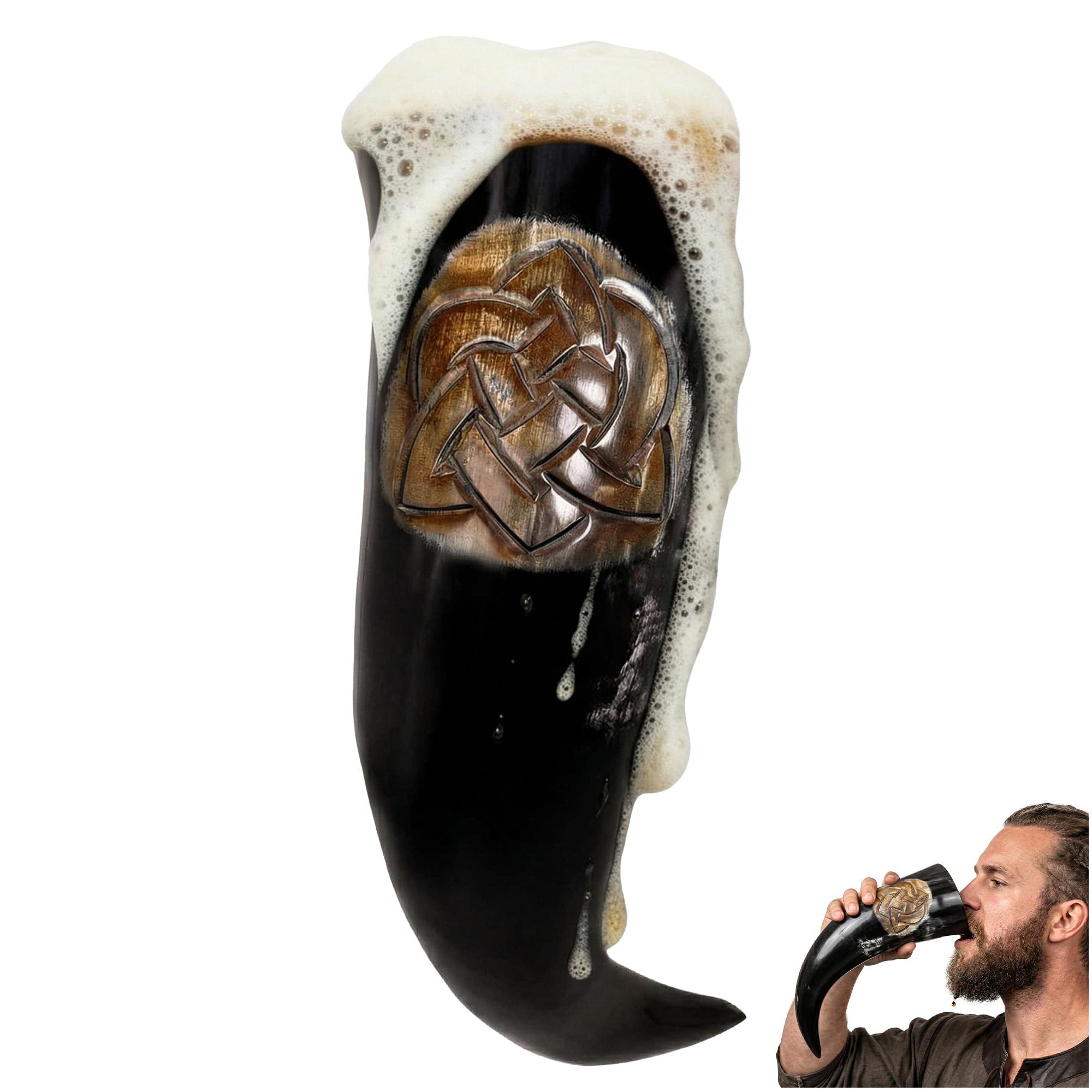 Cuerno para beber sin olores químicos de buey pulido a mano