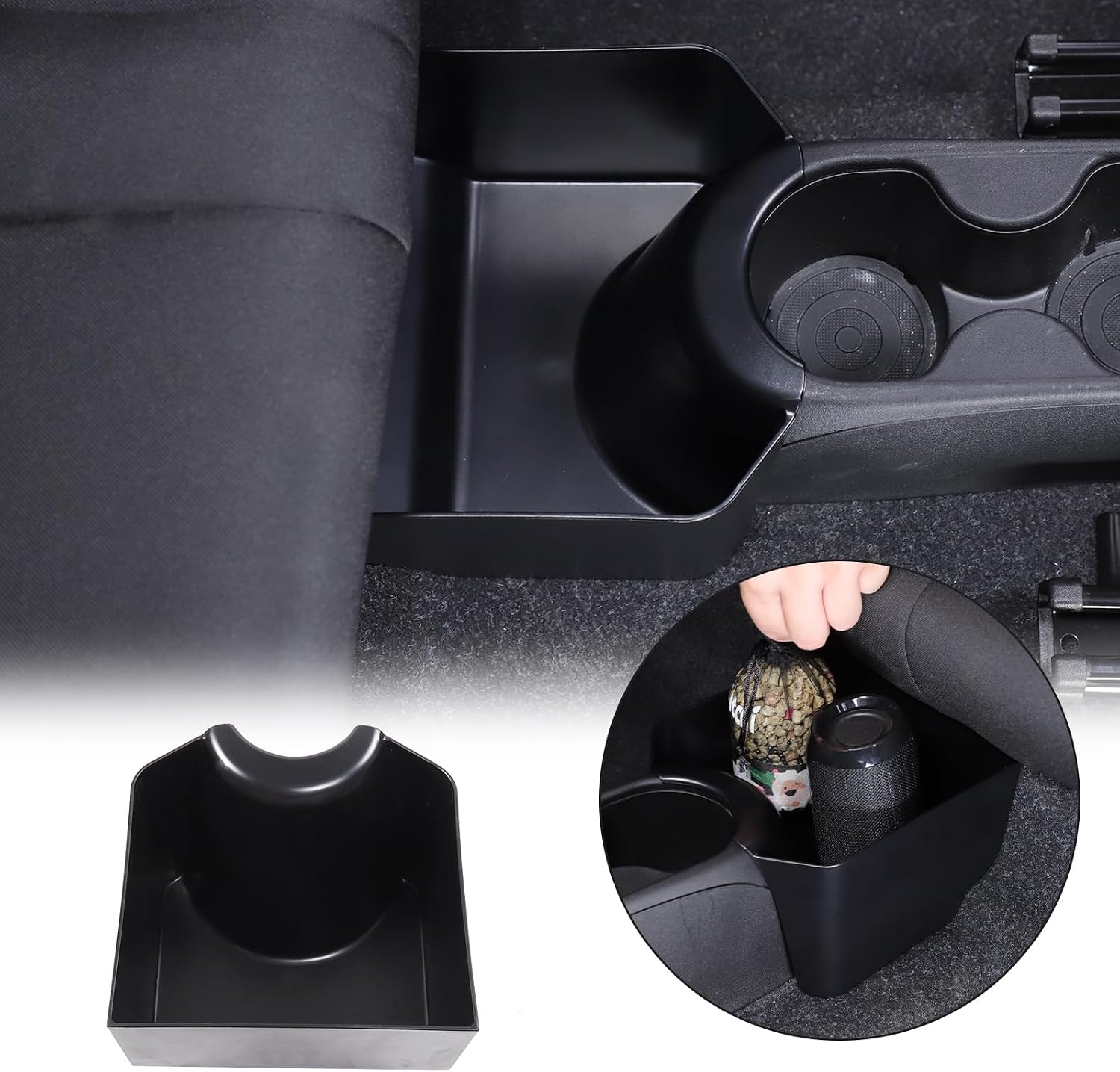 Car Rear Storage Box Organizer Tray Compatible with Fiat 500 2016-2024，Rear Water Cup Holder Expander Storage Box Organizer Tray Inner Accessories