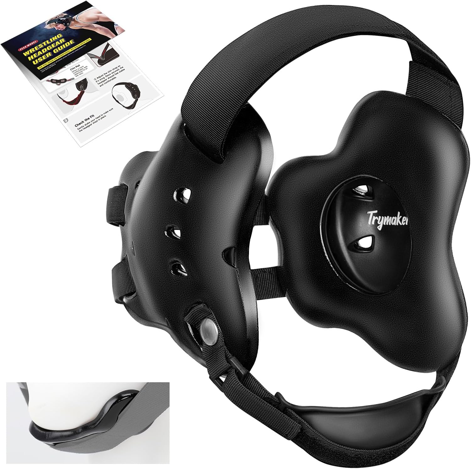 Wrestling Headgear, Youth Wrestling Headgear for Men with Chin Cup & Pad, Sorf Ear Guard for MMA, Jiu-Jitsu (for Users Age 10+)