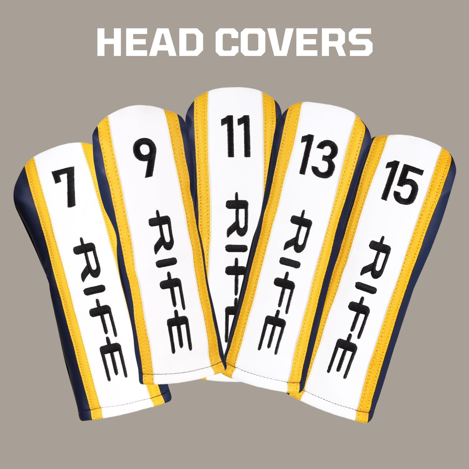 Senior Mens Rife 812s New Offset #7 + #9 + #11 + #13 + #15 Fairway Metal Wood Clubs Set Right Handed Senior Flex with Mens Senior Size Black Pro Velvet Grips Fairway Wood Set + Headcovers