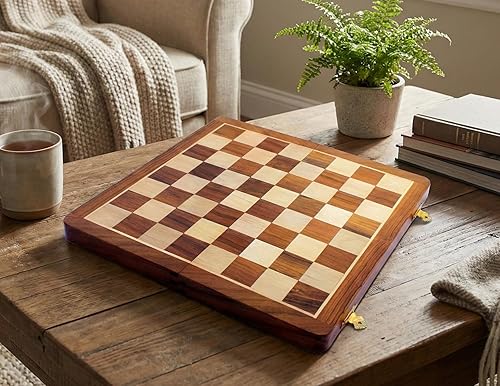 StonKraft Tablero de ajedrez de madera sin piezas para jugadores de ajedrez profesionales, piezas de ajedrez de madera y latón adecuadas disponibles