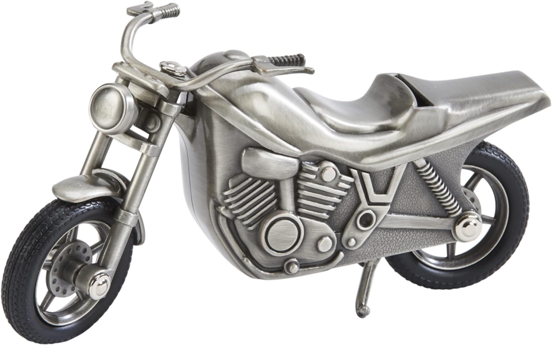 Creative Gifts InternationalPewter Motorcycle Bank for Kids, Newborn Gift, Silver, 4โ x 6.75", Brushed Non-Tarnish Nickel Plated Finish, Matte Finish, Gift Box Included