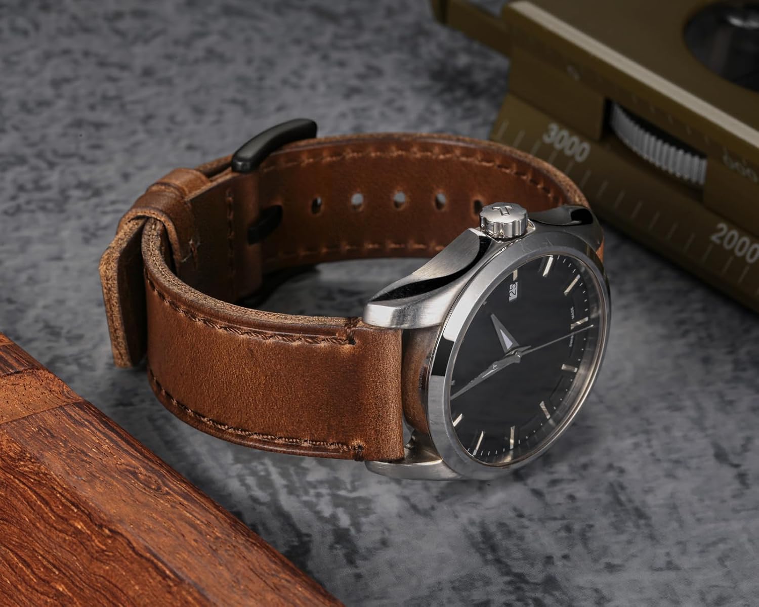 Compatible with Carbinox X-Ranger Bands, 22mm Horween Leather Strap for Carbinox Edge/Blaze Round/Blaze S/X-Ranger/Vortex/Vesta/Blaze Square, Suunto 9 Peak Pro/5 Peak/Race/Vertical, Ama@zfit T-Rex 3 Pro 48mm(not 44mm)