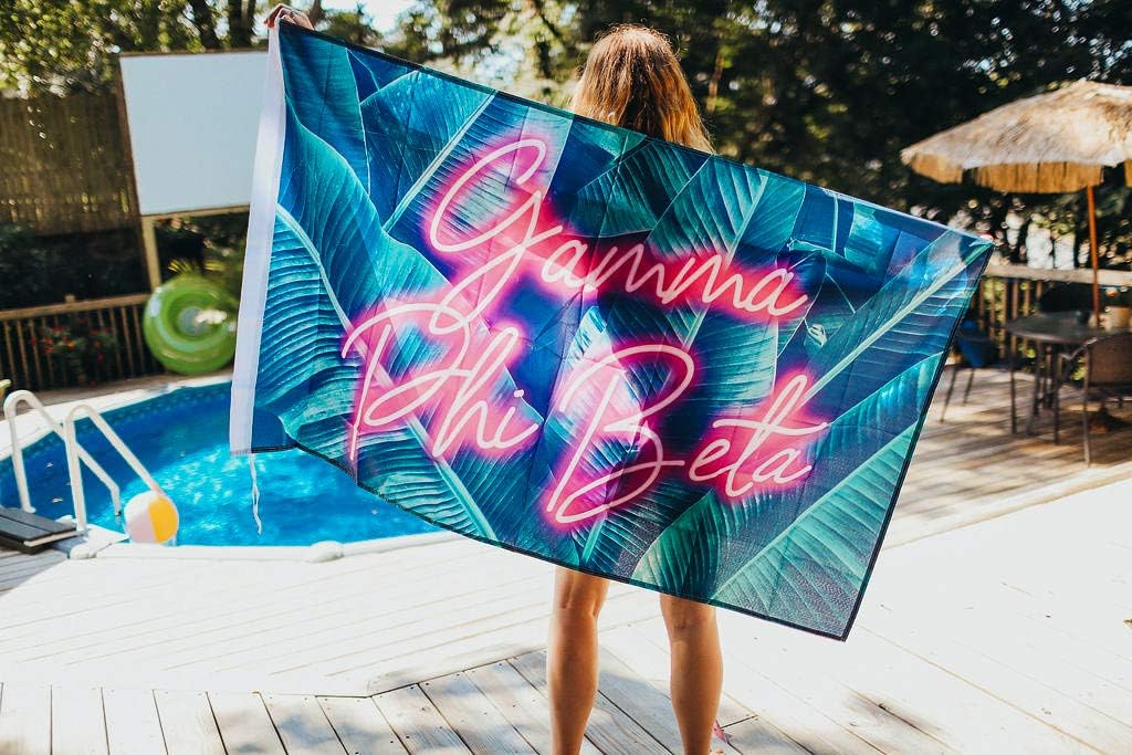 Gamma Phi Beta - Sorority Letter Flag (Neon Design)