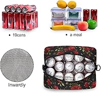 Vista 4 de ALAZA Lonchera con aislamiento floral de rosas rojas, bolsas enfriadoras reutilizables con correa para el hombro para mujeres, hombres y adultos, 19