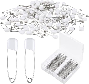 Baby Safety Pins, 80PCS Locking Cloth Diaper Pins with Plastic Heads, Stainless Steel Safety Pins with Storage Case for Sewing, Quilting, DIY Crafts and Baby Cloth Diapers