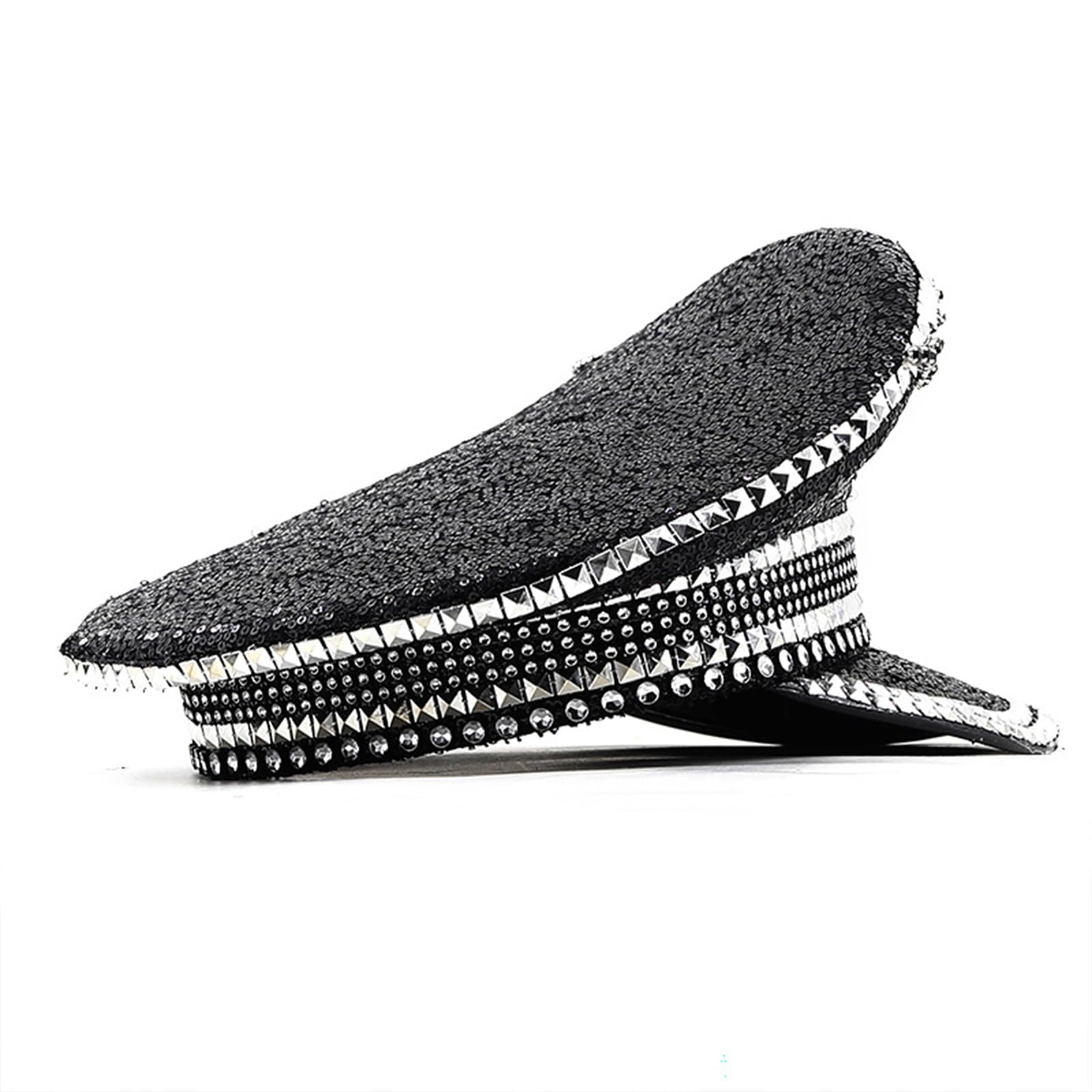 Cappello con Paillettes Strass per Cappello da Sergente da Sposa da Donna Cappello da Capitano per Feste di Compleanno alla Moda per Night Club