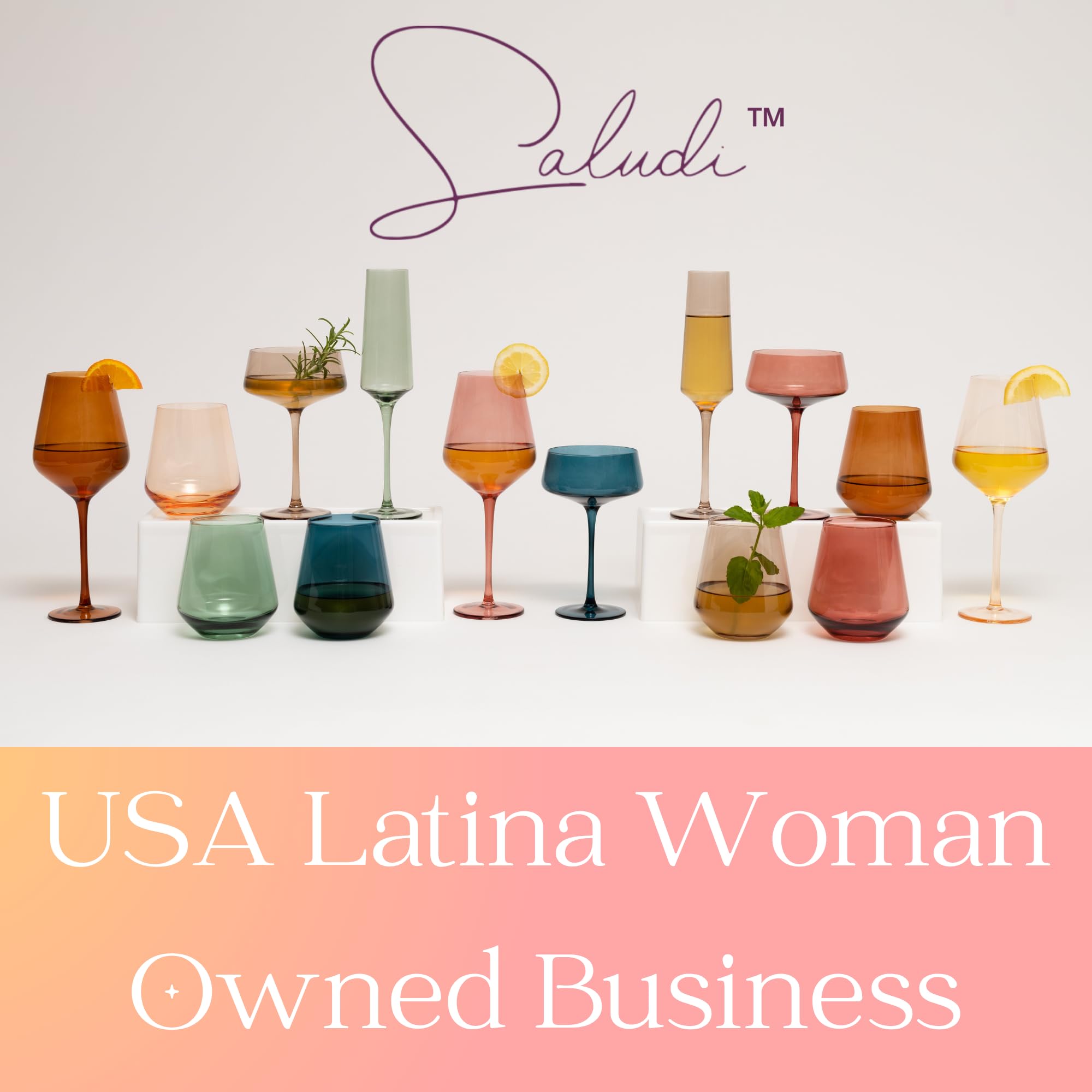 Saludi Dark Orange Wine Glasses - Set of 6 -9 Saludi Dark Orange Wine Glasses - Set of 6 -9