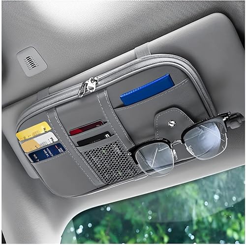 Miniatura 4 de Organizador de visera solar para automóvil, soporte para lentes de sol y bolsillo de almacenamiento, bolsa para efectivo para tarjetas con