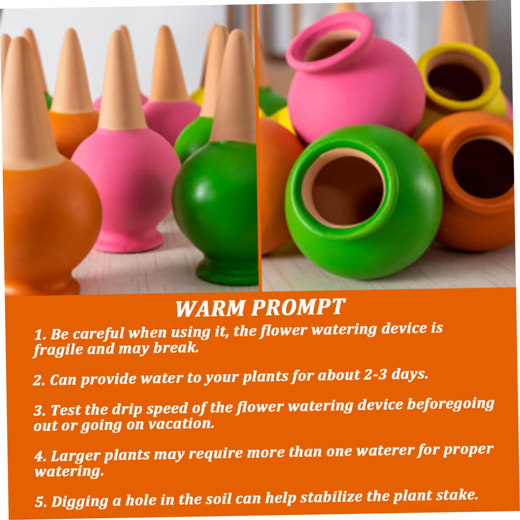 Les Globes d'arrosage des Plantes 4pcs en Terre Cuite arroser Les Pointes 2 à 3 Jours d'arrosage Auto-arrosage des bulbes de Plante Automatique.