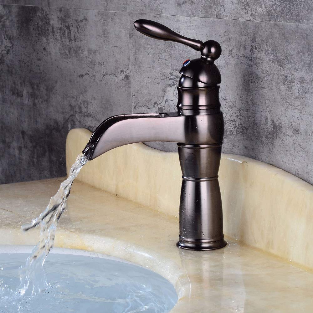 Grifo de lavabo cascada estilo retro rústico de 22 cm para encimera 8