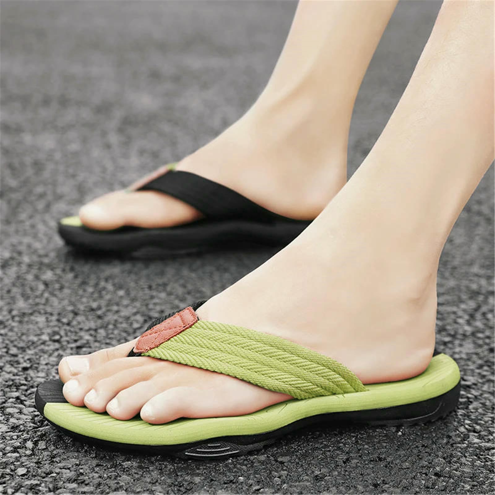 Chanclas Hombre Hombres Zapatillas Verano Moda Al Aire Libre Cómodas Diapositivas Ocasionales Zapatos Antideslizantes Sandalias De Playa-Negro Rojo-45 (27,5 Cm)