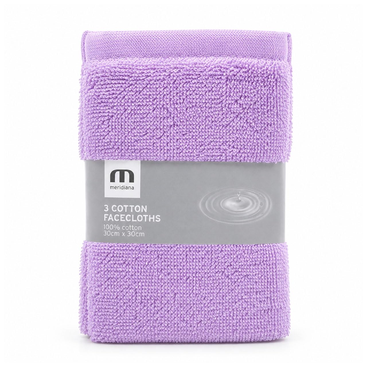 Meridiana Super Soft 100% Cotton Family Washcloths, Lavender, 3 Pack