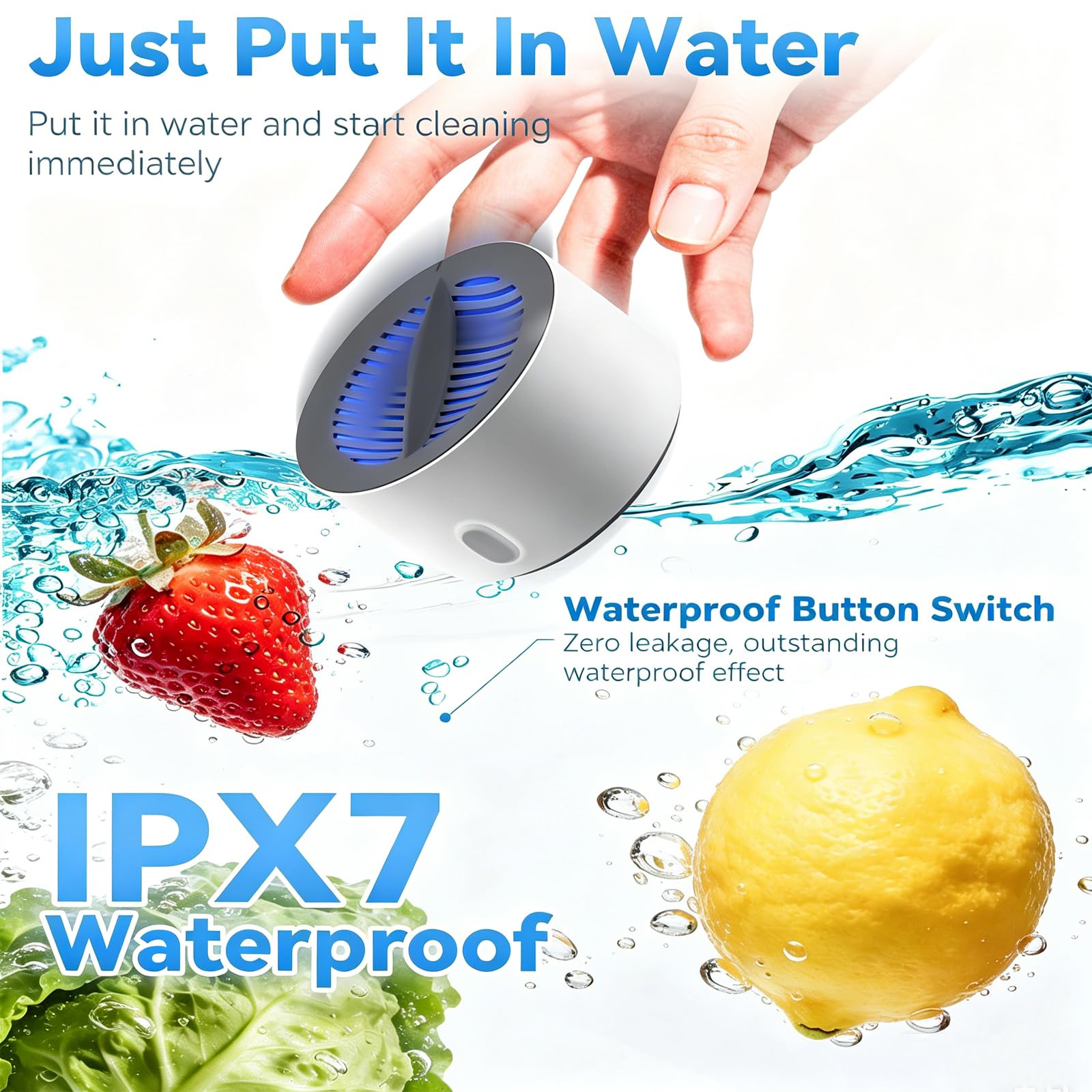 Purificador electrolítico de alimentos, limpiador portátil de frutas y verduras para limpieza profunda de 3 minutos, limpiador de productos recargable para frutas, verduras y carne