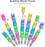 Vista 2 de 30 lápices de colores apilables de oso, regalo de cumpleaños de plástico 5 en 1