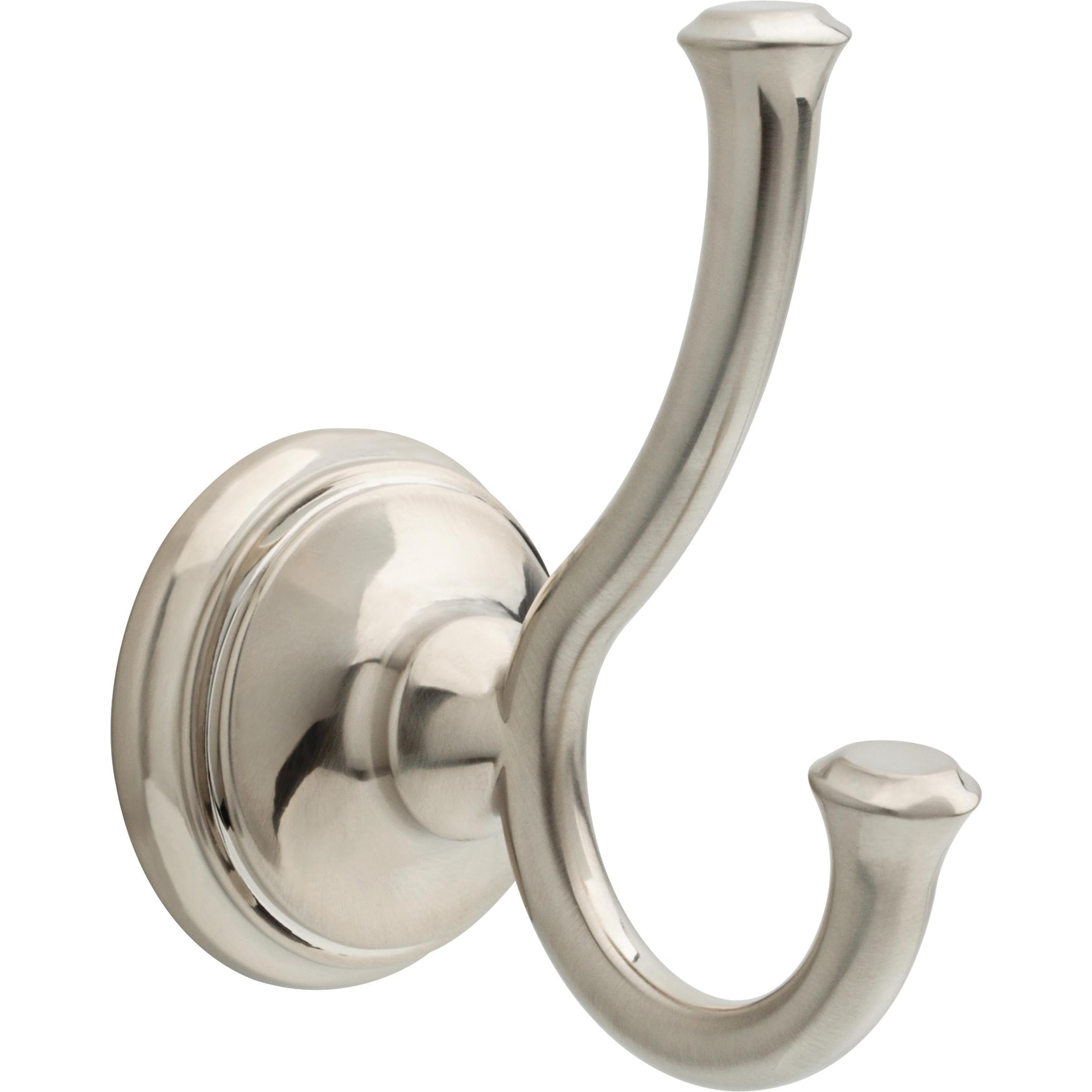 Delta Cassidy (1-Pack) Towel Hooks Brilliance Stainless Steel Double Bathroom J Hooks Wall Mounted for Robes & Towels Hand Towel Hook Holder Kitchen, Bathroom Accessories 79735-SS