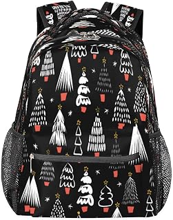 Mochila escolar durável para faculdade, mochila casual resistente à água para mulheres e homens, estampa de árvores de Natal, campus, laptop, mochila para viagem, negócios, caminhadas, Multicor, Large
