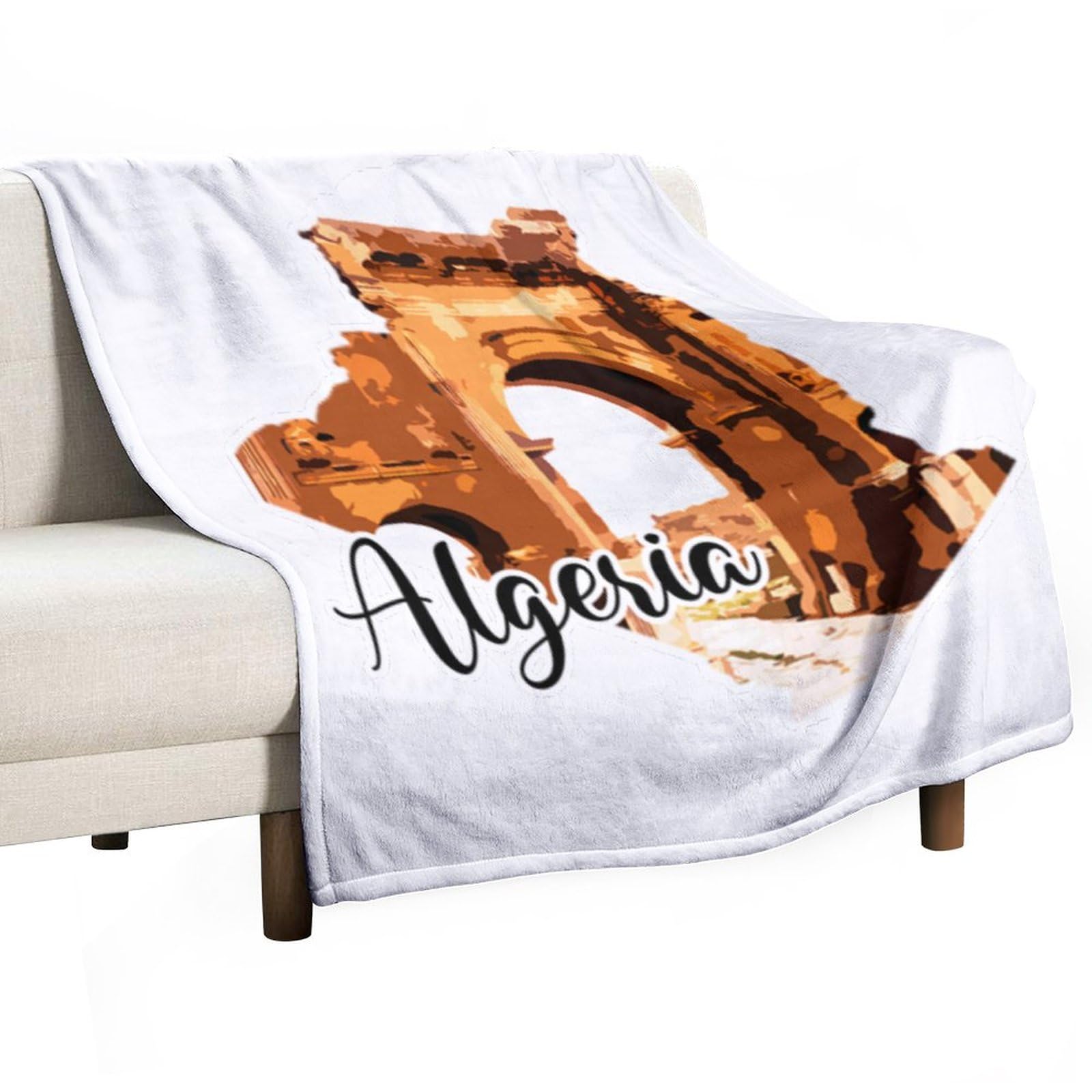 Couverture lit peluche Algérie plaid haut de gamme motif architectural
