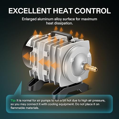 Miniatura 3 de VIVOSUN Bomba de aire comercial 317GPH 15W 6 salida 20 LMin para acuario y sistemas hidropónicos