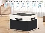 Grandes boîtes de rangement en tissu pour étagères 3 Boîtes de rangement collables avec 3 Poignées de 15x11x9.6 dans des paniers de rangement rectangulaires pour étagères (blanc et noir)