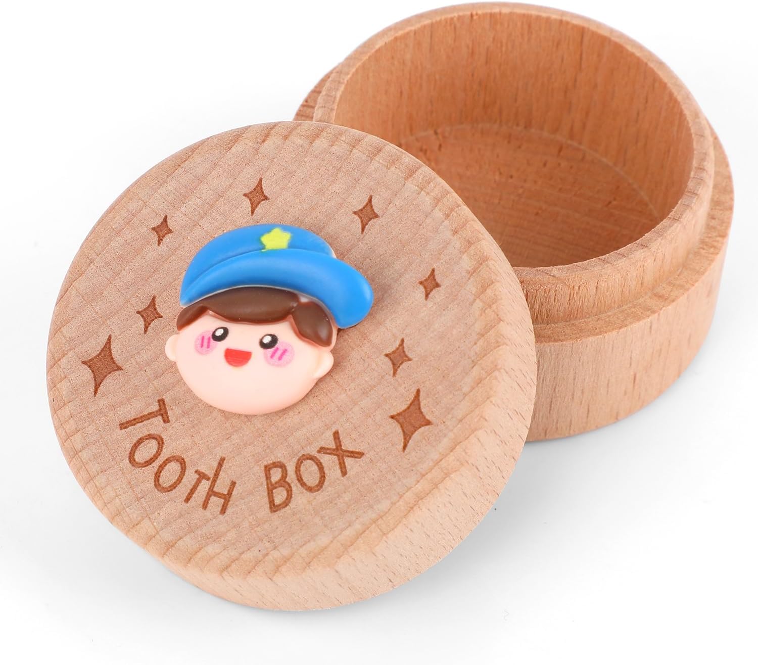 3D Carved Fairy Box, Wood Tooth Storage Box for Lost Teeth Container Cute Tooth Holder for Boys Girls Kids Birthday (Boys)