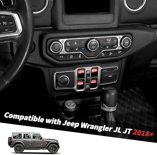 Miniatura 2 de Jimen Cubierta de botón para ventana JLJT, paquete de 4 cubiertas para interruptor de ventana, accesorios interiores compatibles con Jeep Wrangler