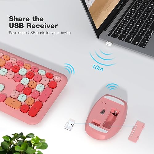 Miniatura 2 de MOFII - Combo de teclado inalámbrico y mouse silencioso, delgado y compacto USB de 2.4 G, tamaño completo, teclado de 110 teclas para PC, portátil,