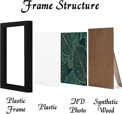 Miniatura 2 de Juego de 3 portarretratos negros de 8 x 8 pulgadas para póster de fotos cuadrado, lienzo, certificado, exhibición de documentos, horizontal o