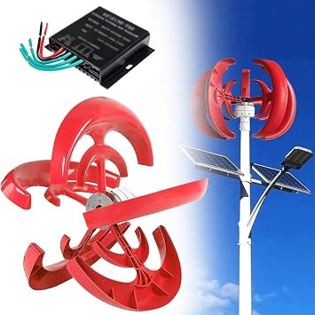 FJYAWEN 3000w 5 Blades Vertical Axis Wind Turbines Generator Lantern with Controller 12v 24v Motor Kit Electromagnetic for Home Street Light Use,12V