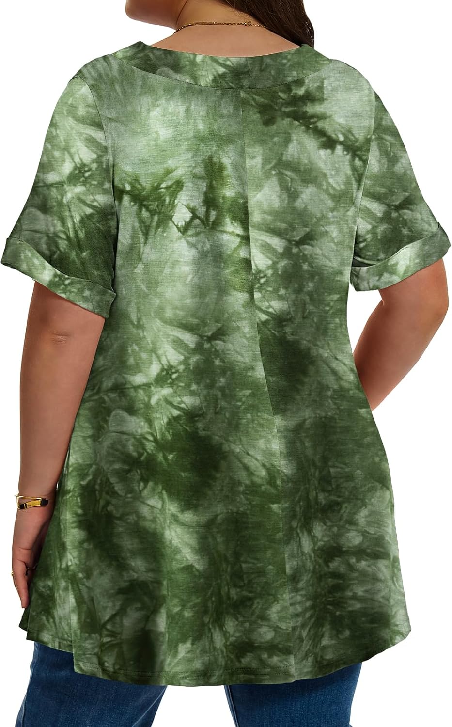 LARACE Women Plus Size Summer Tops Cuffed Short Sleeve Women's V Neck Tunics T-Shirts Blouses Clothes to Wear with Leggings - Image 4