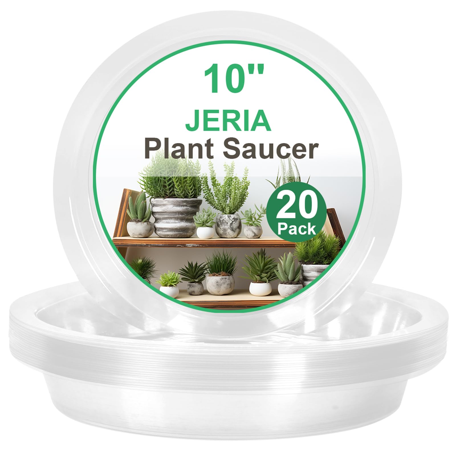 JERIA 10 Inch 20 Pack Clear Plant Saucers
